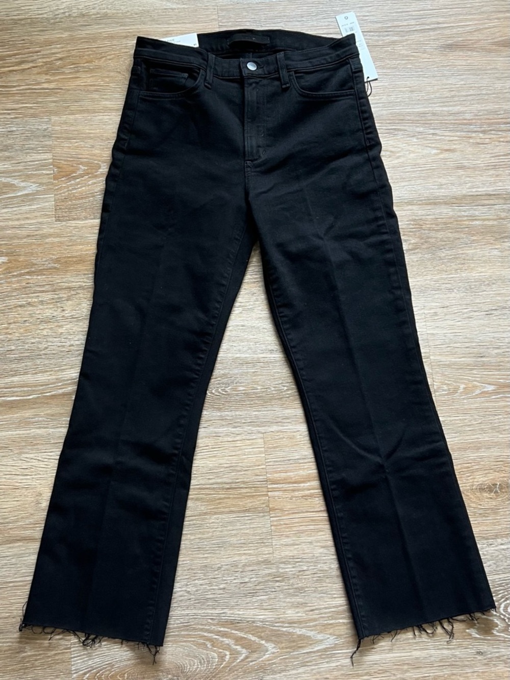 NWT Joe's Jeans The Callie High Rise Cropped Bootcut 28 Black Raw Hem Luxury